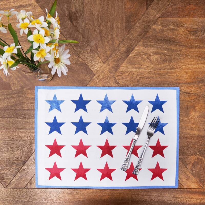 Red White & Pow Placemats Set of 6, 14" x 20" - Multicolored