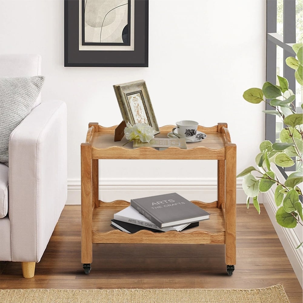 2 Tier Coffee Table for Living Room Furniture, Rectangular Center Table with Open Storage Shelf