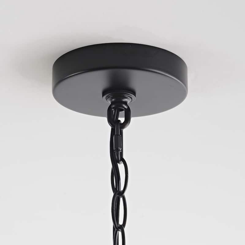 Mario Rustic 6-Light Black Metal Chandelier - 38 inches in diameter x 18 inches H