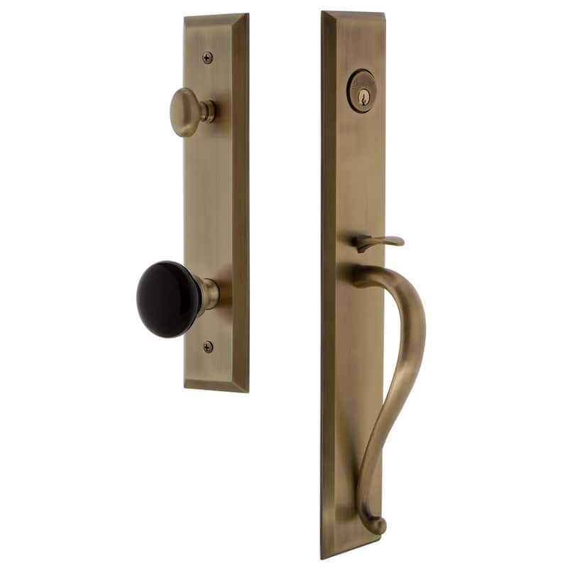 Grandeur Fifth Avenue Solid Brass Rose Keyed Entry Single Cylinder - Vintage Brass