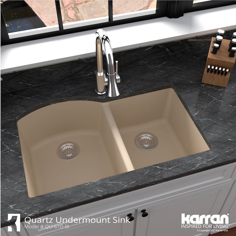 Karran Undermount Quartz Double Bowl Kitchen Sink