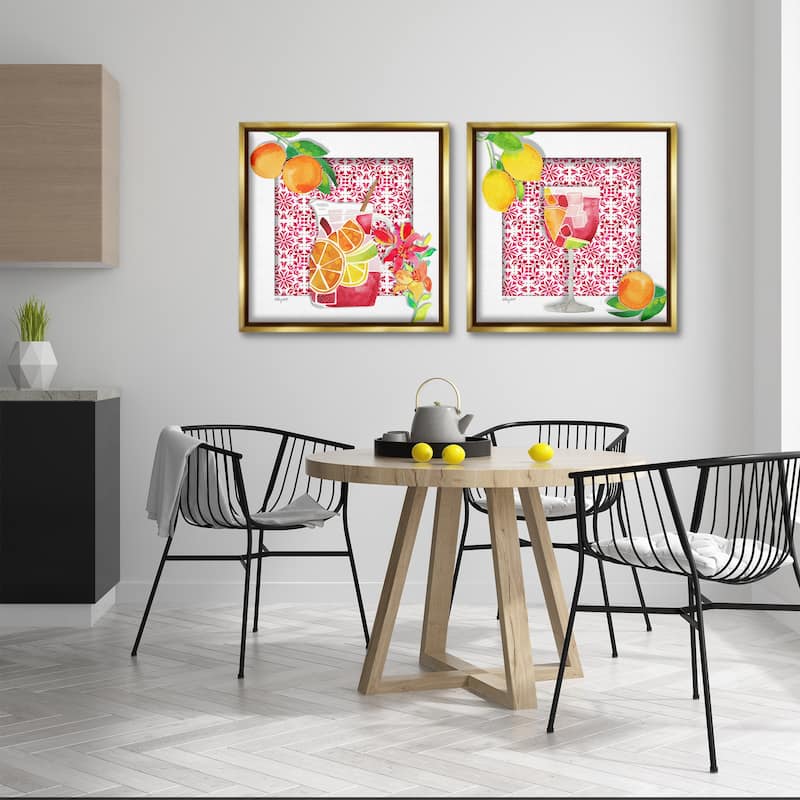 Stupell Sangria Pitcher & Glass Framed Floater Canvas Wall Art Design By Hillary Holt (Set of 2)