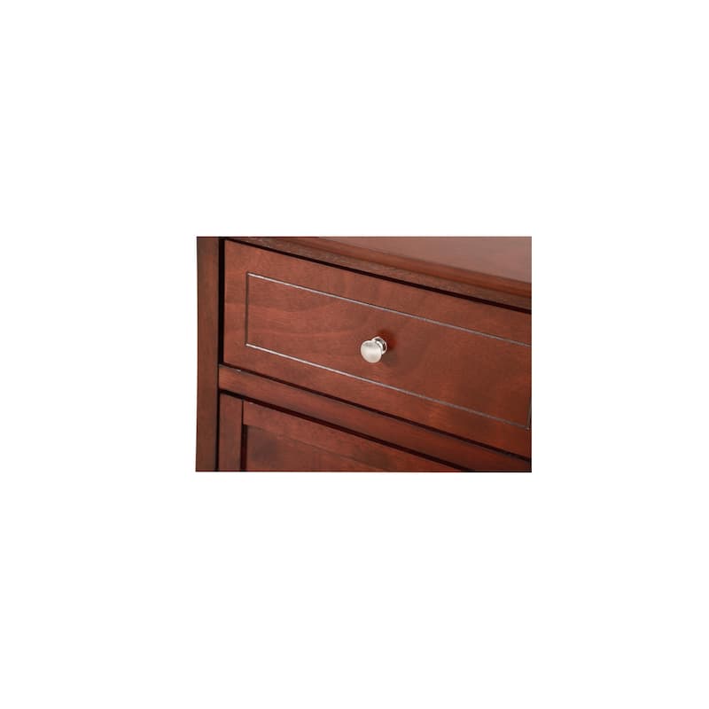 Cherry Nightstand 25x19x15 Compact Transitional Bedside Table with Three Storage Drawers and Clean Modern White Finish