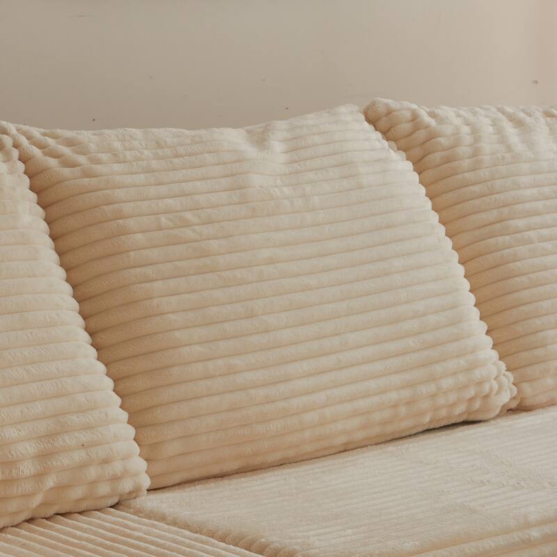 Modular Sectional Sofa with Chaise & Ottoman, Fabric Upholstered Boneless Cloud Sofa, Deep Seat Corner Sofa with Side Pockets