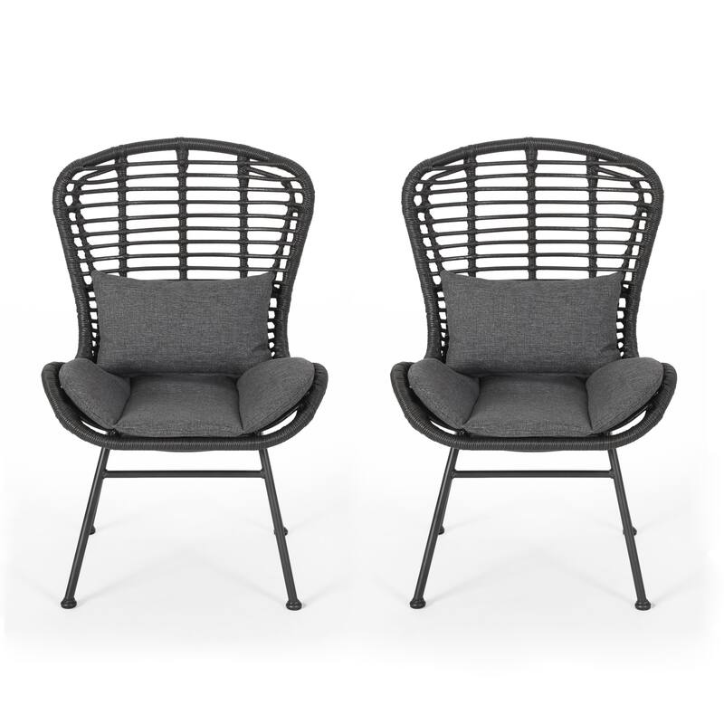 Rattan Outdoor Accent Chair with Cushions for Patio, Balcony