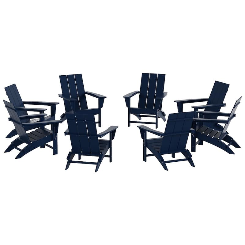 Shoreside Modern Poly Folding Eco-Friendly All Weather Adirondack Chair (Set of 8)