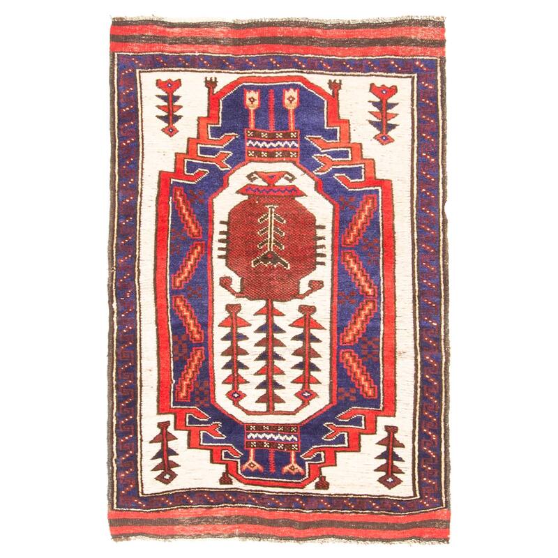 ECARPETGALLERY Hand-knotted Teimani Ivory Wool Rug - 2'8 x 4'1