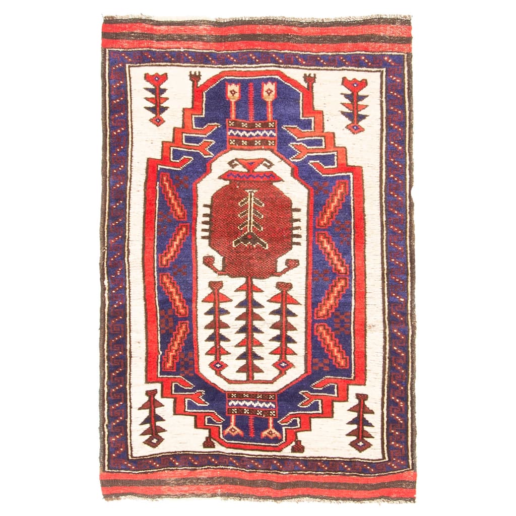 ECARPETGALLERY Hand-knotted Teimani Ivory Wool Rug - 2'8 x 4'1