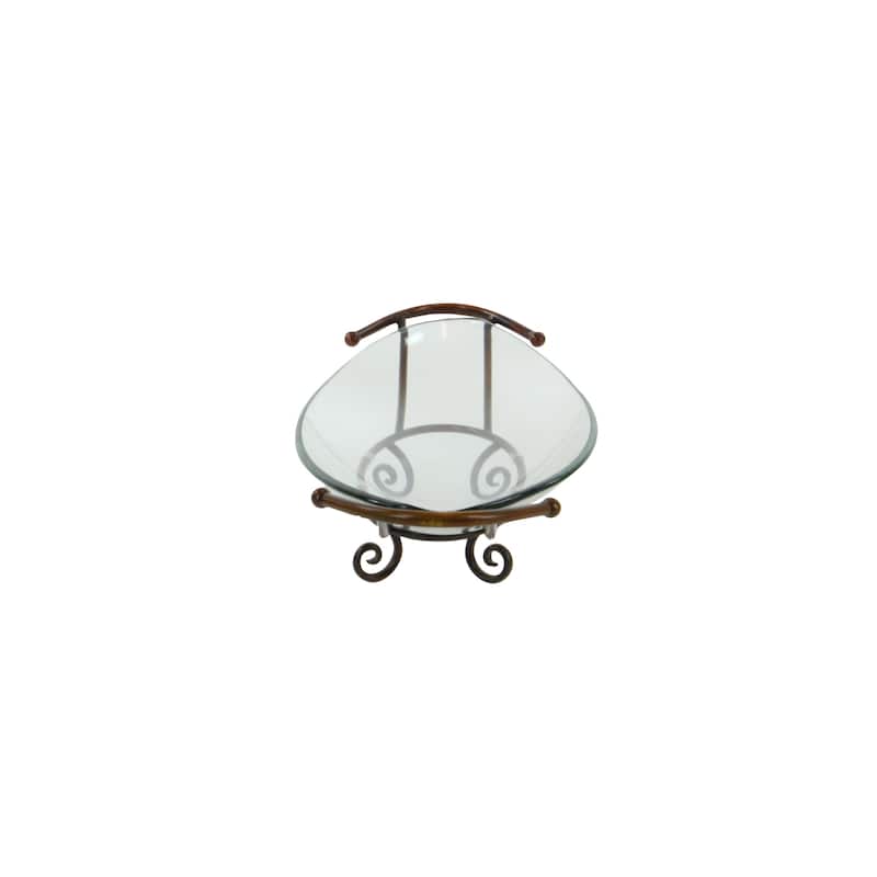 Clear Tempered Glass Kitchen Serving Bowl with Copper Metal Base