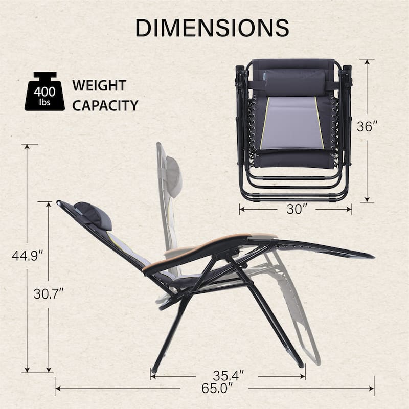 Oversize XL Padded Zero Gravity Lounge Chair Wider Armrest Adjustable Recliner with Cup Holder - N/A