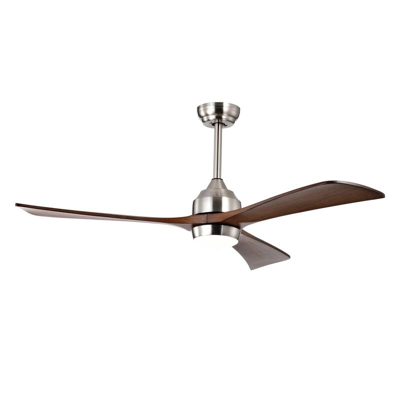 52 in. Smart Indoor Ceiling Fan with Integrated LED with 3 Wood Blade and Remote Control
