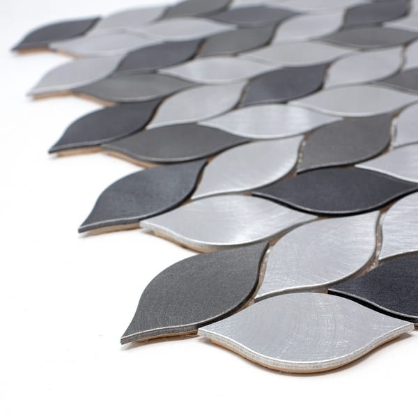Tilegen Leaf Shape 1 25 X 2 75 Aluminum Metal Mosaic Tile In Silver Gray Wall Tile 10 Sheets 11sqft Overstock 27973502