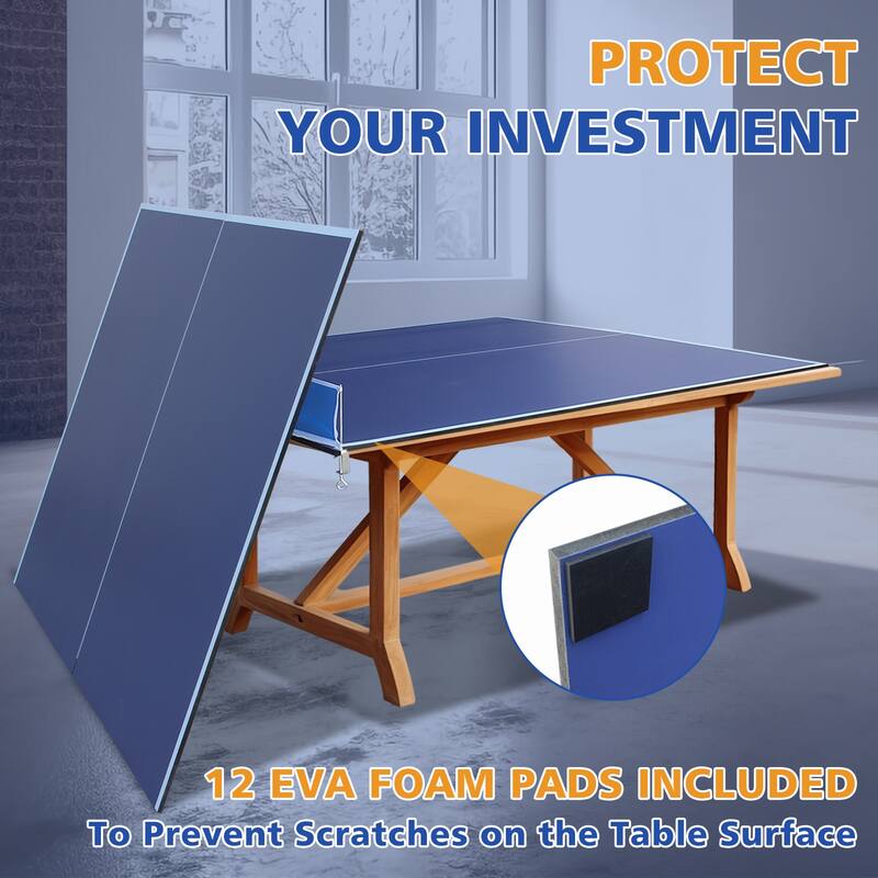 7*4ft Blue Mid-Size Ping Pong Conversion Top Foldable & Portable Table Tennis Table Top for Indoor Games