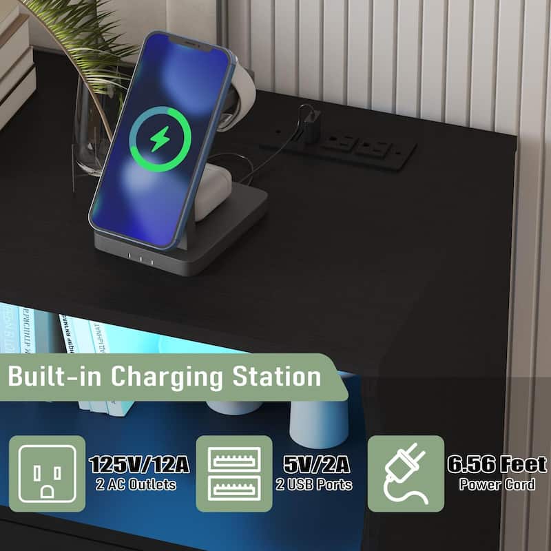 8 Drawers Wooden Dressers with Charging Station