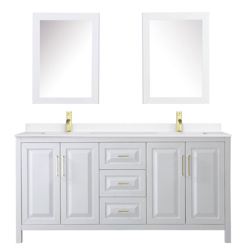 Daria 72-inch Double Vanity, Single Hole Quartz Top, Med Cabinets