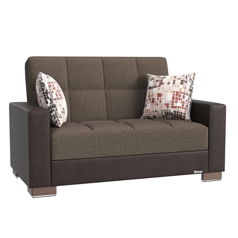 Collection Upholstered Convertible Loveseat With Storage