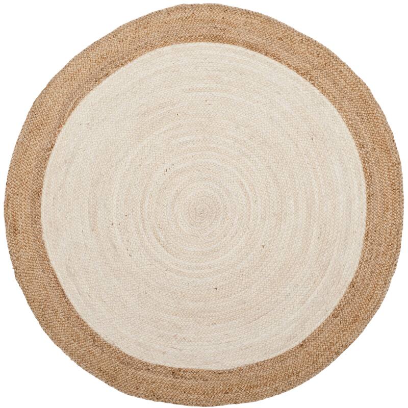 SAFAVIEH Handmade Natural Fiber Charlyne Bordered Round Jute Rug - 8' Round - Ivory/Natural