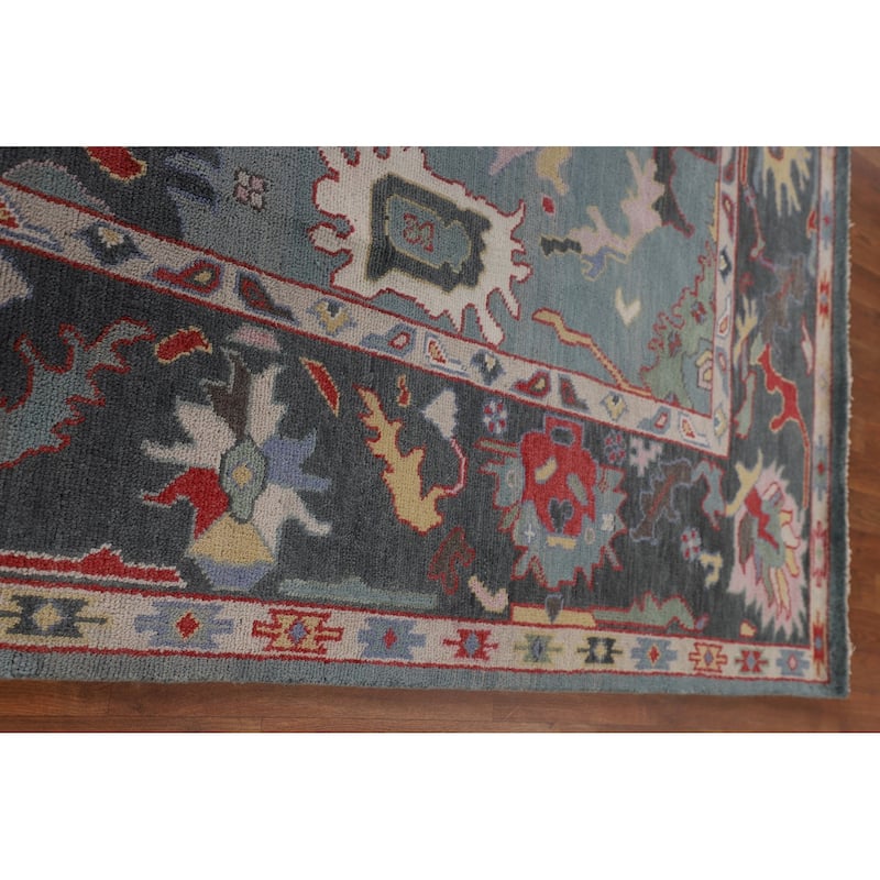 Blue Oushak Area Rug Handmade Oriental Wool Carpet - 8'1"x 9'10"