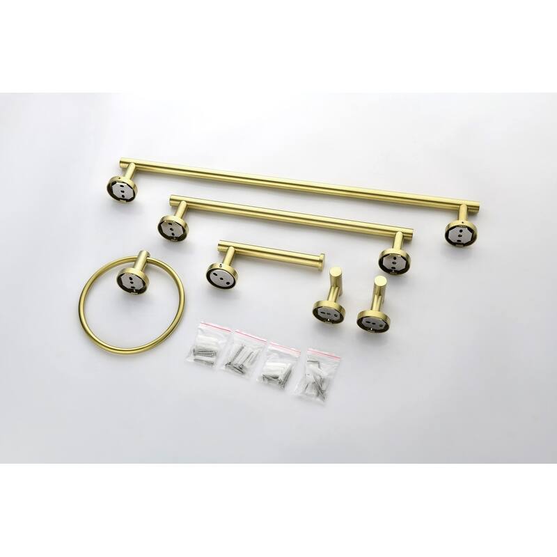 Modern 6 Piece Stainless Steel Bathroom Towel Rack Set Wall Mount