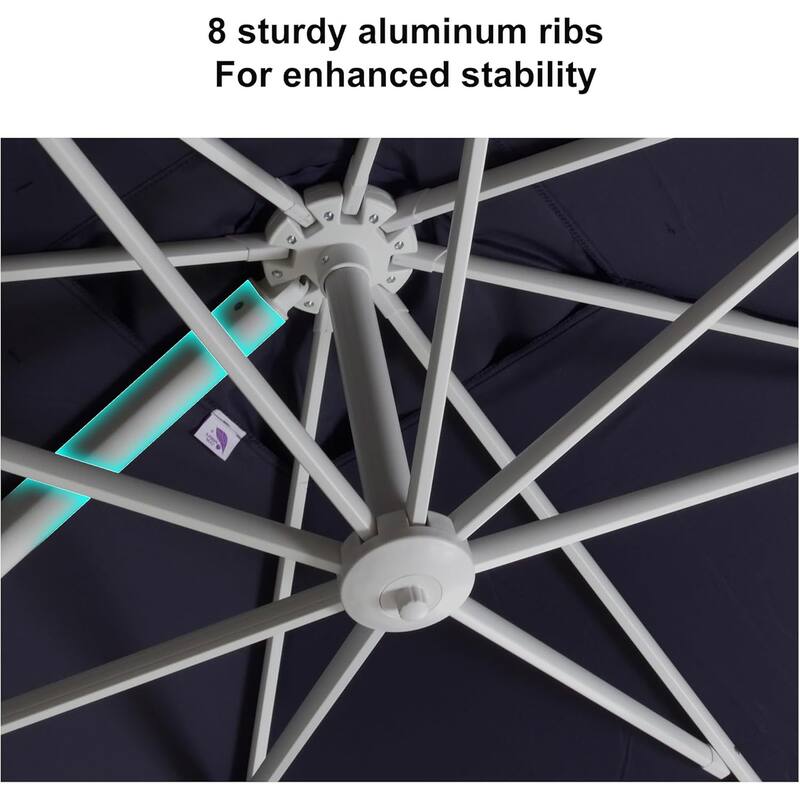 PURPLE LEAF 8 ft White Cantilever Patio Umbrella With Base