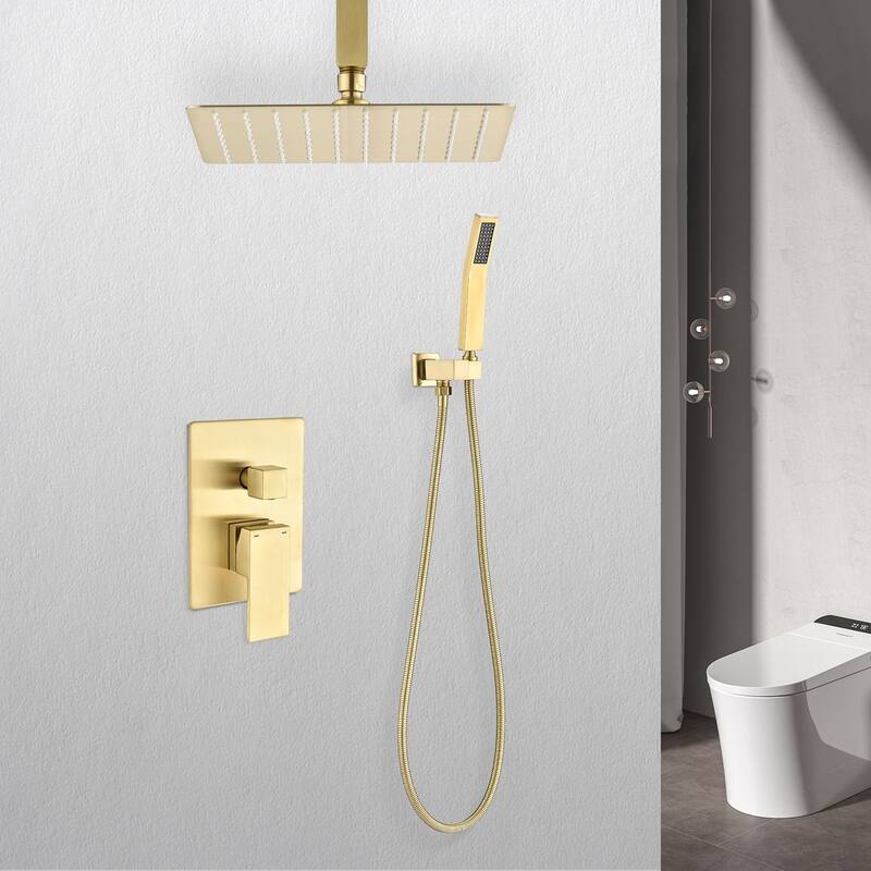 Shower Faucets Sets Complete Shower System 12 Inches Rain Shower Head with Handheld Shower Valve