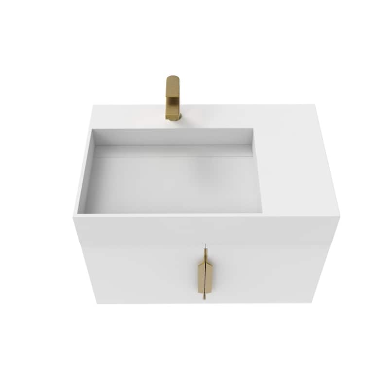 Amazon 30" Wall Mounted Bathroom Left Basin Vanity Set w/ White Top