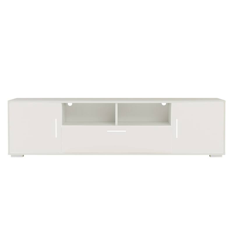 Contemporary TV Console with Remote-Controlled LED Lighting, Holds 65-Inch TVs, Ample Storage & Sturdy Build.