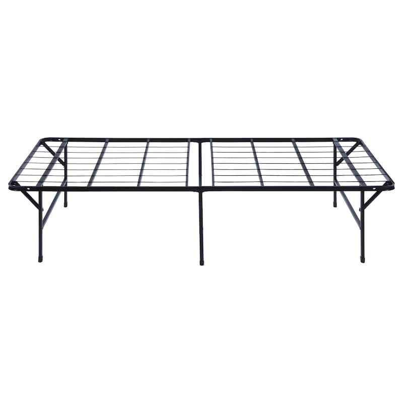 Black Twin Platform Bed with Under Bed Storage and Foldable Design