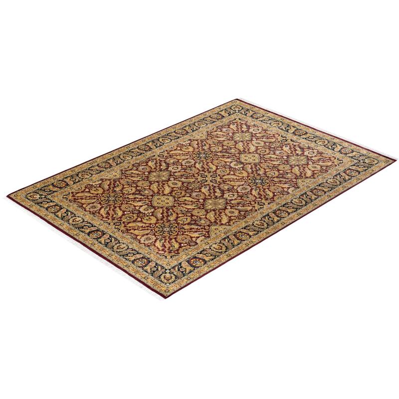 Overton Handknotted Wool Traditional Oriental Red Area Rug - 6' x 9'