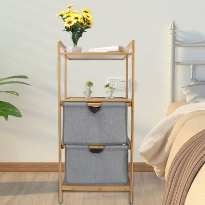 4-Tier Bamboo Storage Rack Organizer Gray
