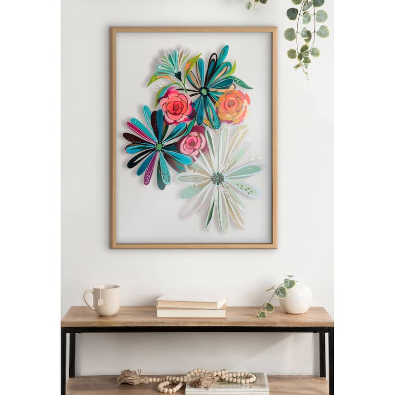 Kate and Laurel Blake Flowers Glass Framed Printed Art by Jessi Raulet