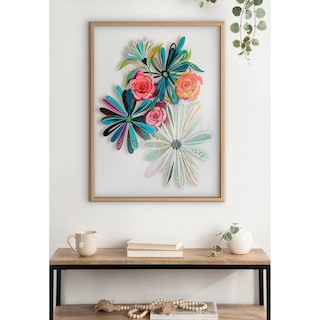 Kate and Laurel Blake Flowers Glass Framed Printed Art by Jessi Raulet