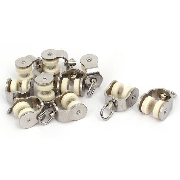 Unique Bargains15mm Dia Twin Wheel Swivel Ring Curtain Track Rail Sliding Rollers Gliders 10pcs