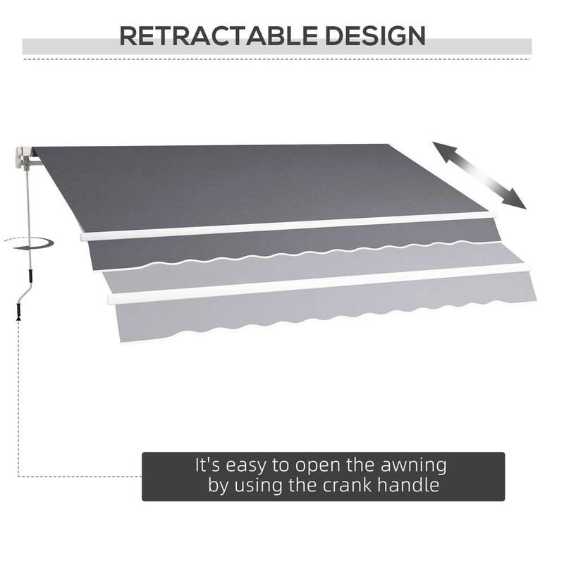12'x10' Retractable Patio Awning,Manual Crank,UV and Water-Resistant