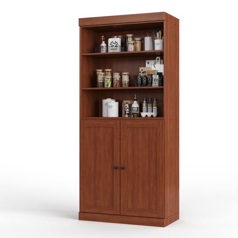 Palace Imports 100% Solid Wood 32" Pantry Cabinet with Shaker Doors and Adjustable Shelves - Mocha