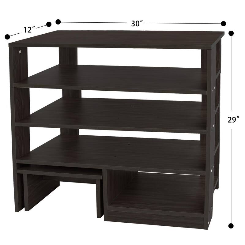 HELLO LAURA Farmhouse 4 Tier Wood Shoe Rack for Entryway Black