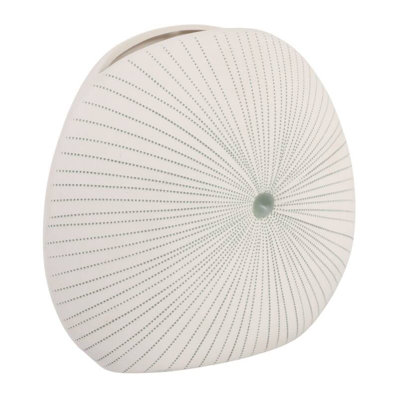 Round Shell Ceramic Vase - Stylish Dotted Pattern Flower Vase