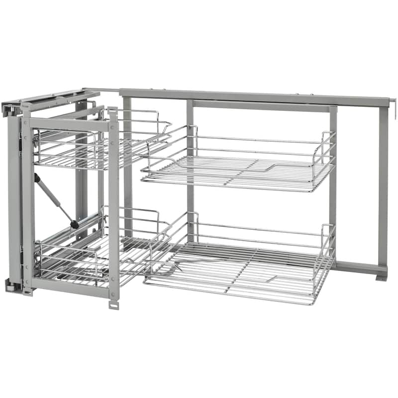 Rev-A-Shelf 5707 Series Pull Out 2 Tier Blind Corner Kitchen Cabinet - Chrome