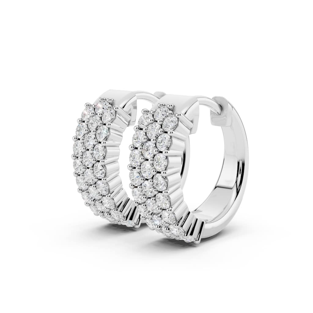 Vault Classics 1.00ct TW Natural Diamond 3-Row Hoop Earrings (I VS2)