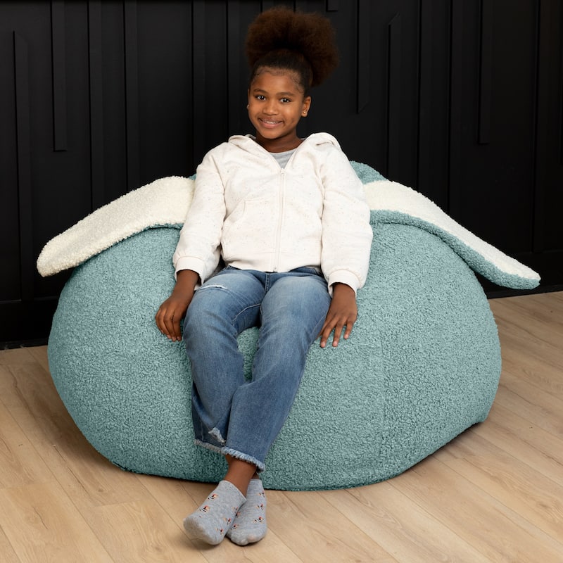 Raven-Symoné Home HopSeat Bunny - Oval Shaped Large Bean Bag Chair with Ears, Ultra Soft Shearling