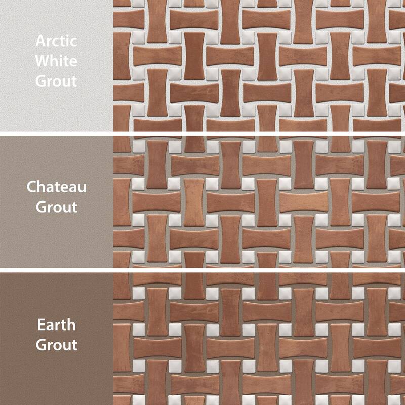 Merola Tile Sentier des Cotto Dog Bone Bsktwv with White Dot 10" x 10" Porcelain Mosaic Floor and Wall Tile