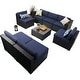 preview thumbnail 5 of 12, Outdoor Rattan Wicker 8-piece Patio Furniture Sectional Sofa Conversation Set - 8-Pieces Sets