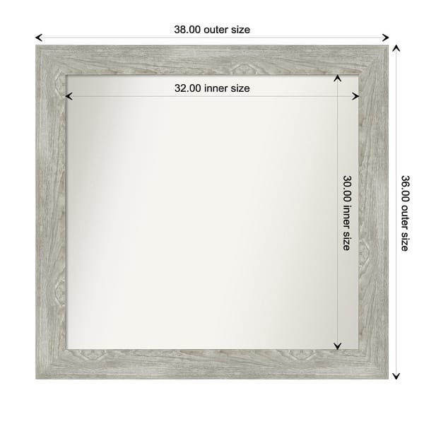 dimension image slide 11 of 113, Dove Greywash Framed Non-Beveled Custom Wall Mirror, Bathroom Vanity Mirror