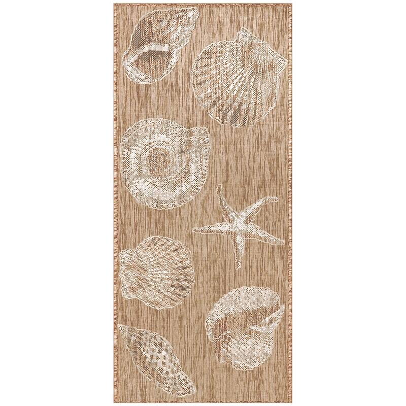 Liora Manne Carmel Shells Casual Indoor/ Outdoor Flat Area Rug - 1'11" x 4'11" - Sand