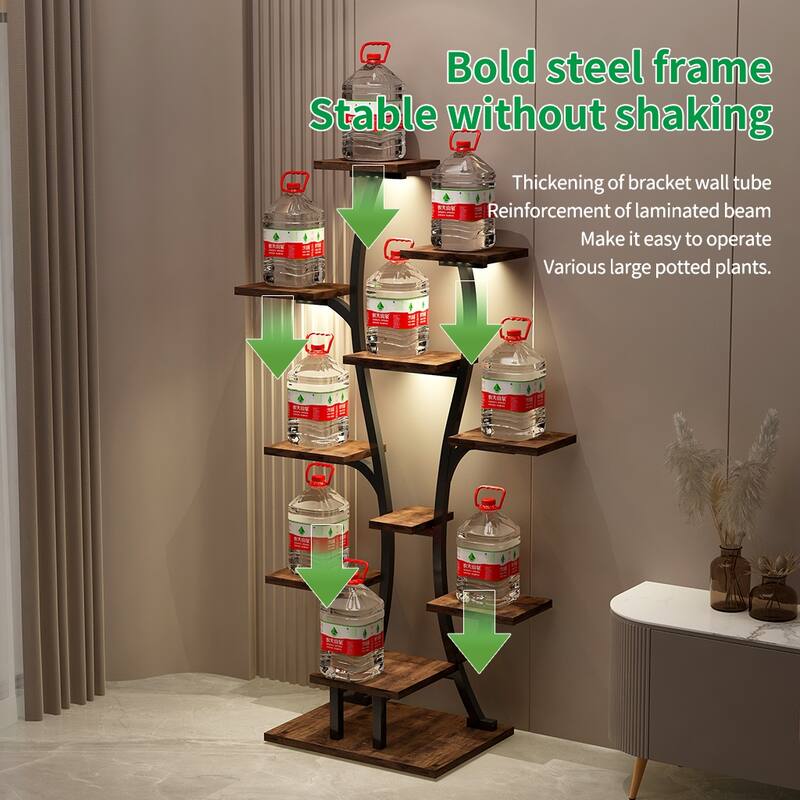 Plant Stand with Grow Lights, Indoor Plant Shelf, Metal Plant Flower Holder Stand, Vase Shape Plant Rack for Home, Patio