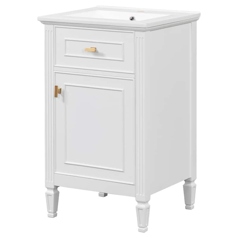 20 Inch Freestanding Cabinet Bathroom Vanity with Sink,Tilt-Out Drawer