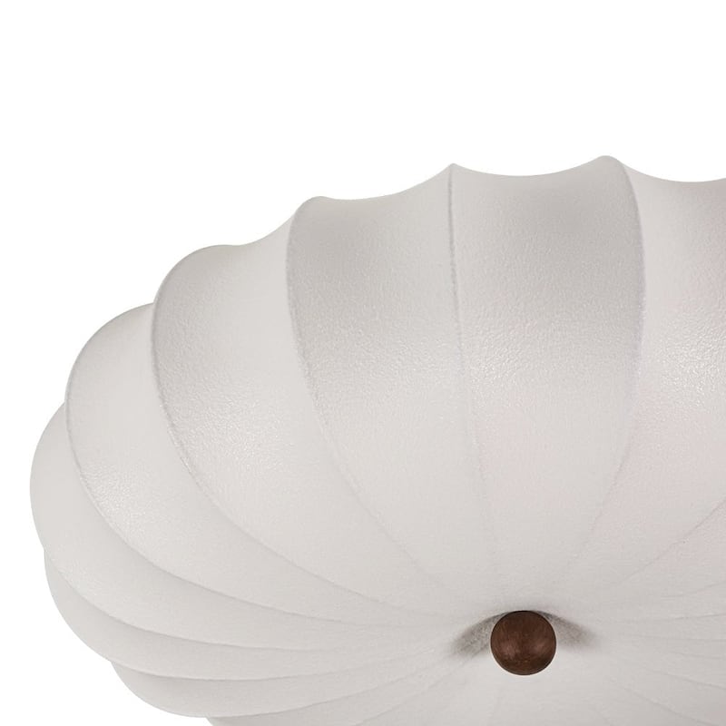 Vintage Pleated Lantern White Silk Single Flush Mount Ambient Light - 23.6 Inches