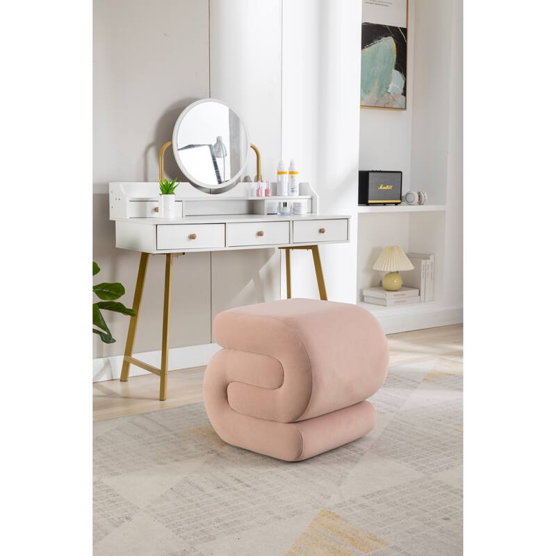 Modern S-shape Fabric Ottoman Makeup Stool Footstool