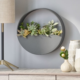 Ware Indoor Iron Handcrafted Round Wall Planter by Christopher Knight Home