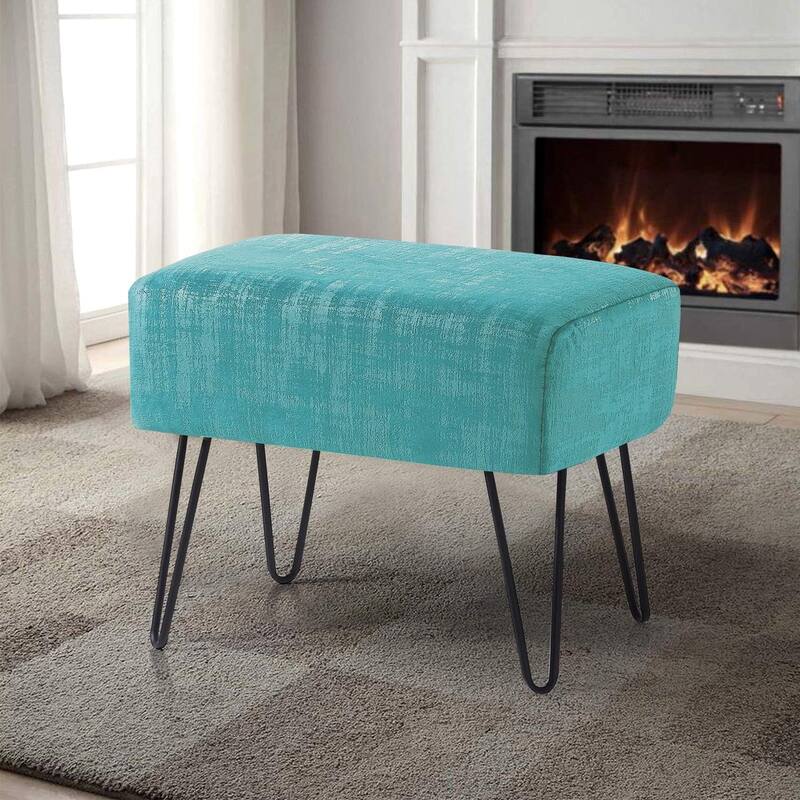 Textured Velvet Ottoman